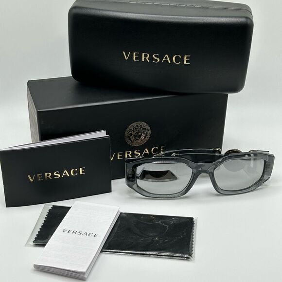 VERSACE Sunglasses VE4361 311/6G Transparent Grey/Light Grey Mirror Silver NEW main image 6